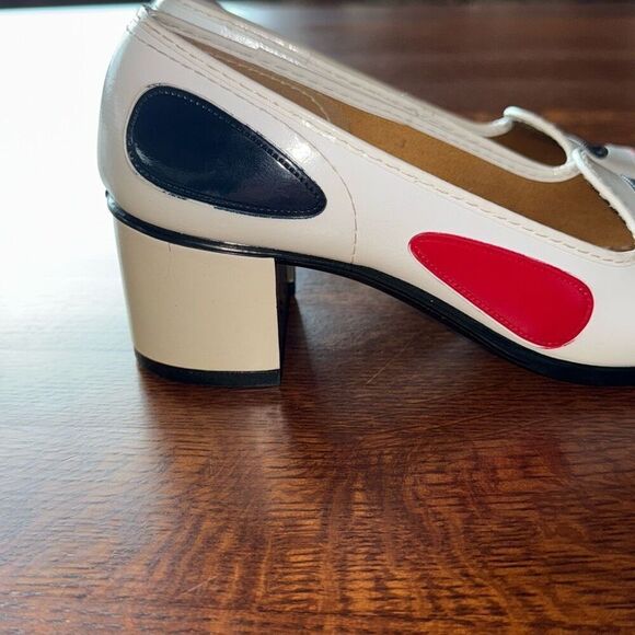 Vintage 60s MOD Beatnik Patent Square Toe Heels Size 7B - Picture 5 of 15